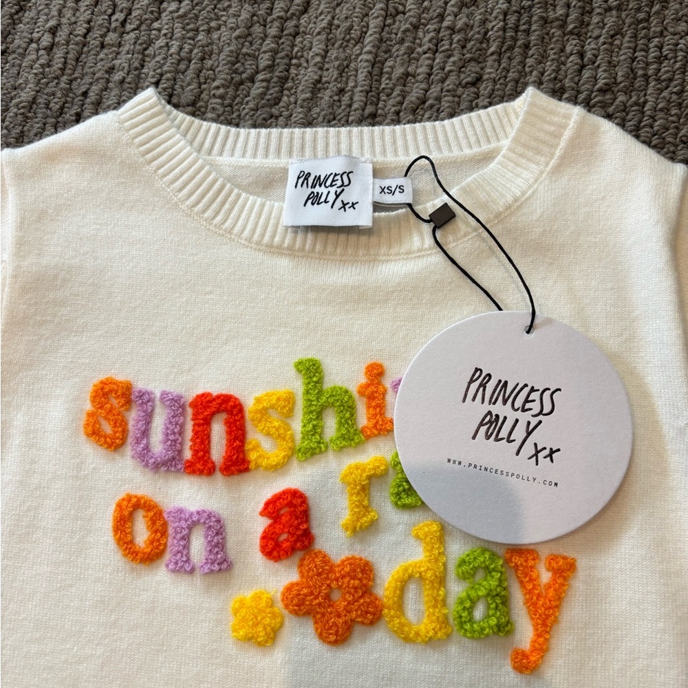 NEW Princess Polly is White Graphic knit top - Picture 8 of 15